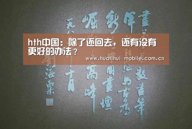hth中国:除了还回去,还有没有更好的办法?(图1) 华体会官网
